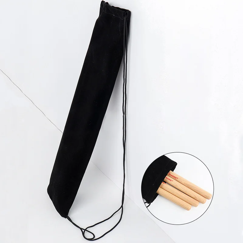 

10pcs Velvet Drumstick Bag Portable Black Drum Stick Cloth Storage Bag Long Sticks Drawstring Protective Pocket