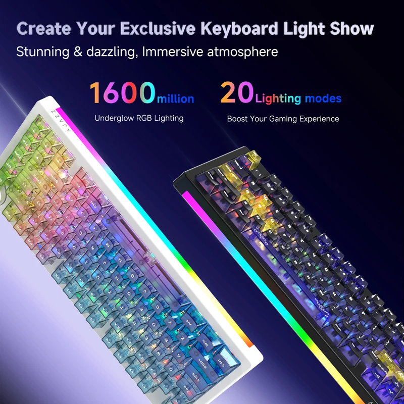 AK820V2 /AK820VPro Mechanical Keyboard Multifunctional Knob Tri-mode Wired/2.4GHz/BT Wireless Keyboard Connect with Wrist Rest image 3
