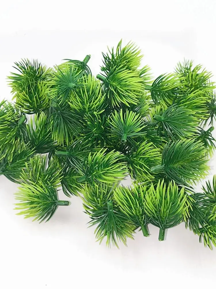 100 Stück künstliche Kiefernzweige, grüne Weihnachten, DIY-Handarbeit für Girlandenkranz, Weihnachtsverzierung, Hausgarten-Dekoration – Detail 3