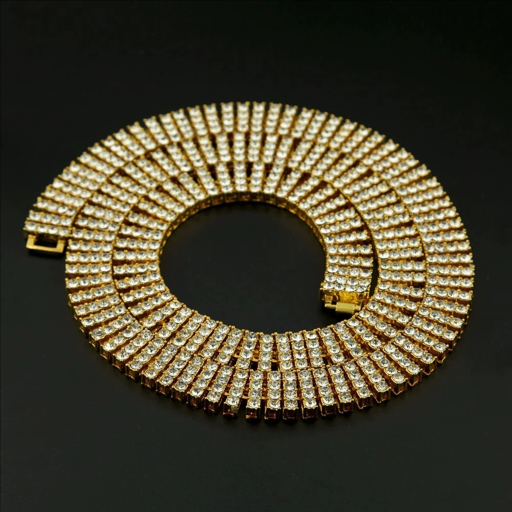Hip Hop Bling Iced Out 2 Row 3 Row 4 Row Tennis Chain Necklaces Women Men Miami CZ Cuban Jewelry Chain Pharaoh Chains Necklace