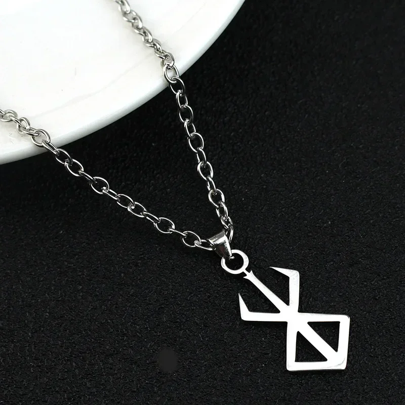 Anime BERSERK Symbol Pendant Necklace Hip Hop Stainless Steel Necklaces For Men Cosplay Jewelry Prop