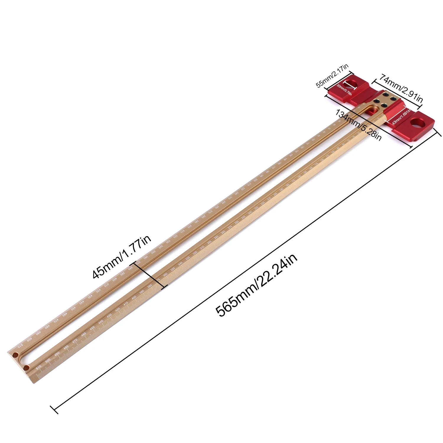 2 in 1 Drilling Positioning Ruler Aluminum Alloy Scriber Marking Gauge with 6/8/10mm Drill Sleeve Multifunctional T Square Ruler