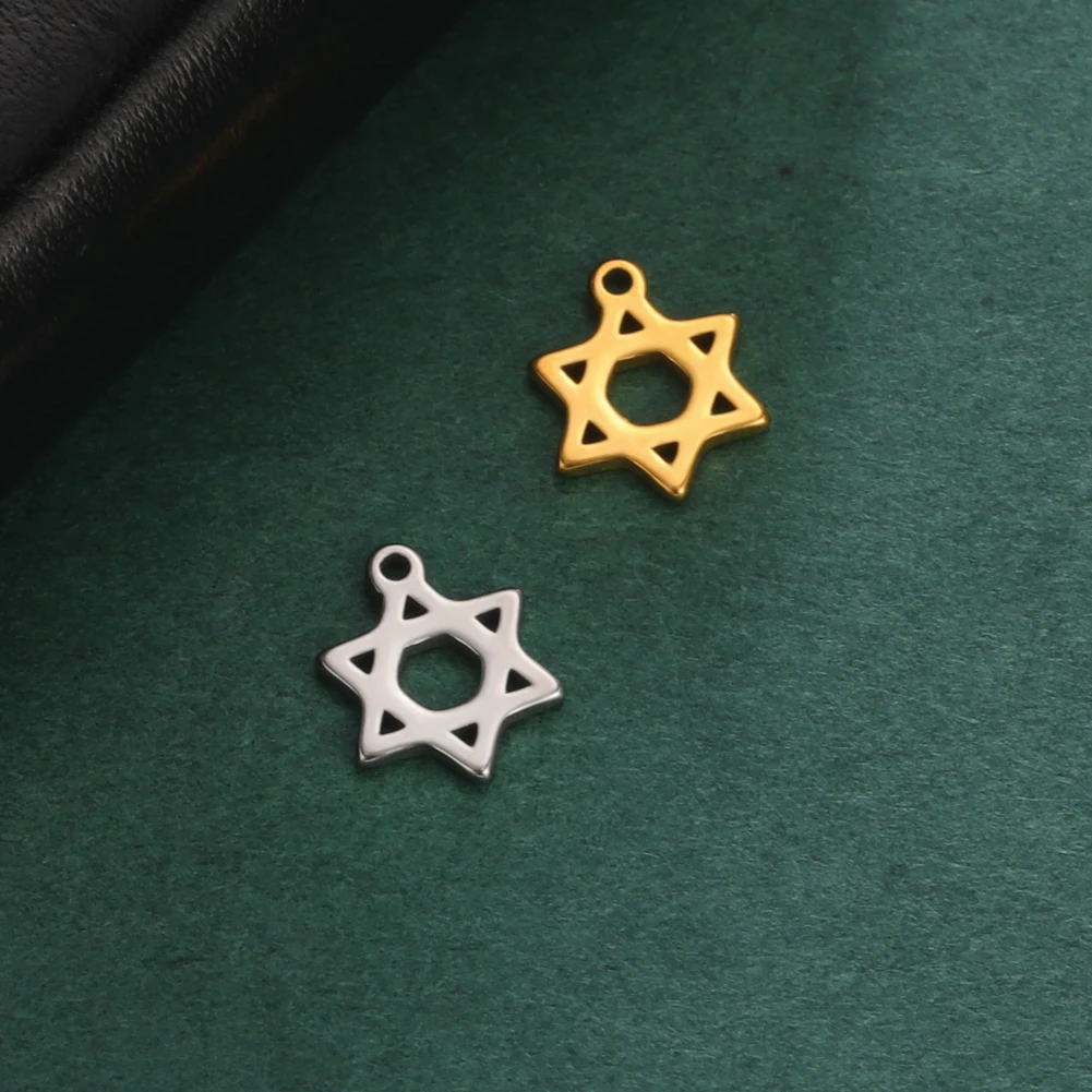 5pcs Jewish Bible Stainless Steel Hexagram Pendant Women Men Cutout Star of David Hexagon Choker Necklace Jewelry