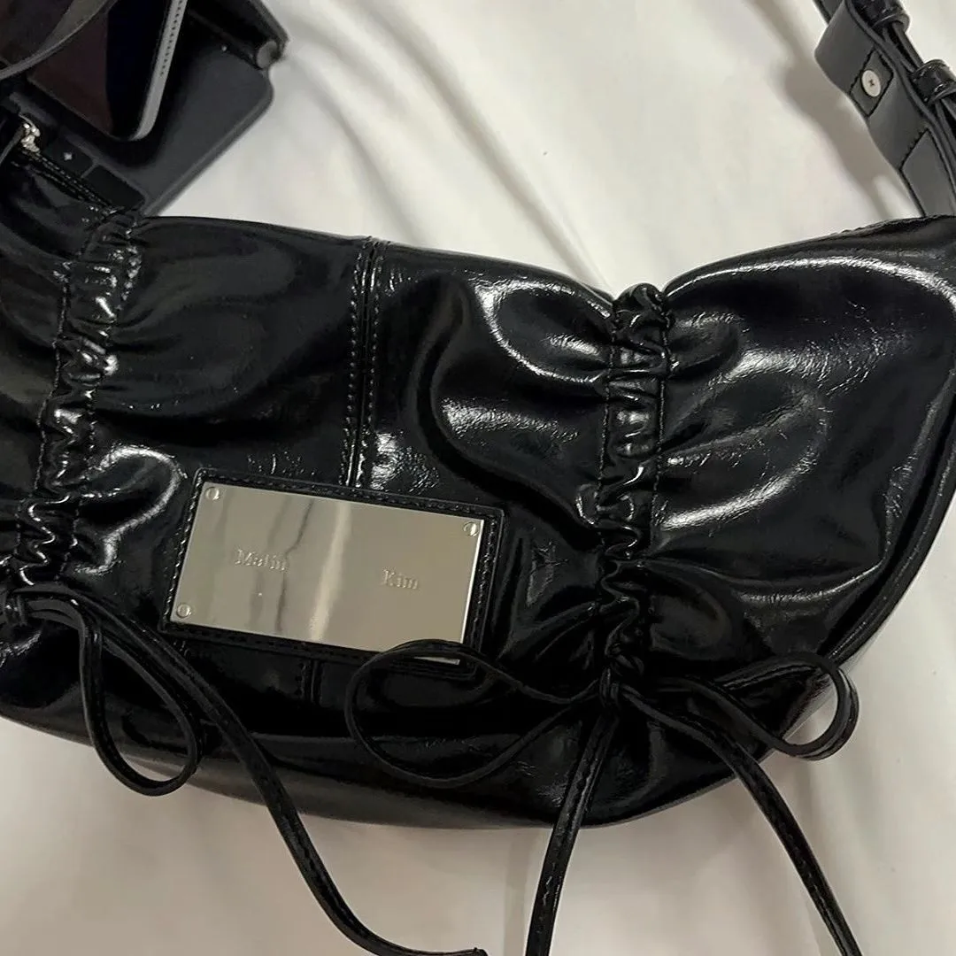Matin Kim Neue Mode Geraffte Schultertasche mit Kordelzug, Unterarm-Handtasche für Damen – Detail 6