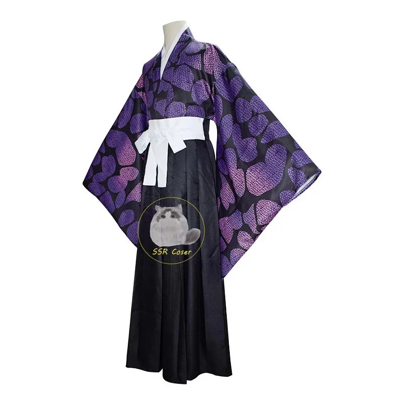 애니메이션 Kokushibo 코스프레 의상 악마 슬레이어 Kimetsu No Yaiba 코스프레 유니폼 Kokushibou 가발 할로윈 파티 의상 남성용