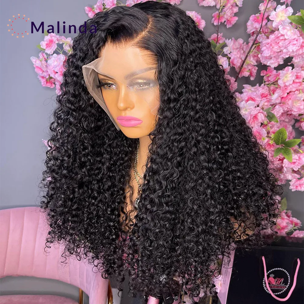 

250% Density Brazilian 13x4 Deep Curly Invisible Transparent Lace Frontal Glueless Wig Pre Plucked Human Hair Ready To Wear