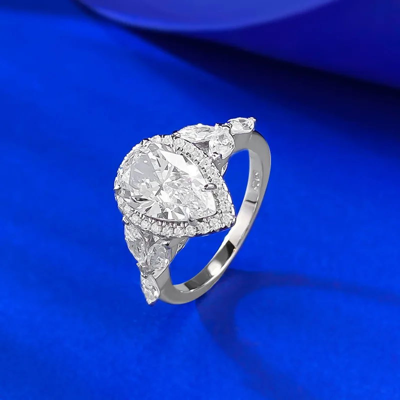 

Classic 7x11mm Solitaire High Carbon Diamonds Women's Ring, 925 Sterling Silver Promise Wedding Band & Engagement Ring Jewelry