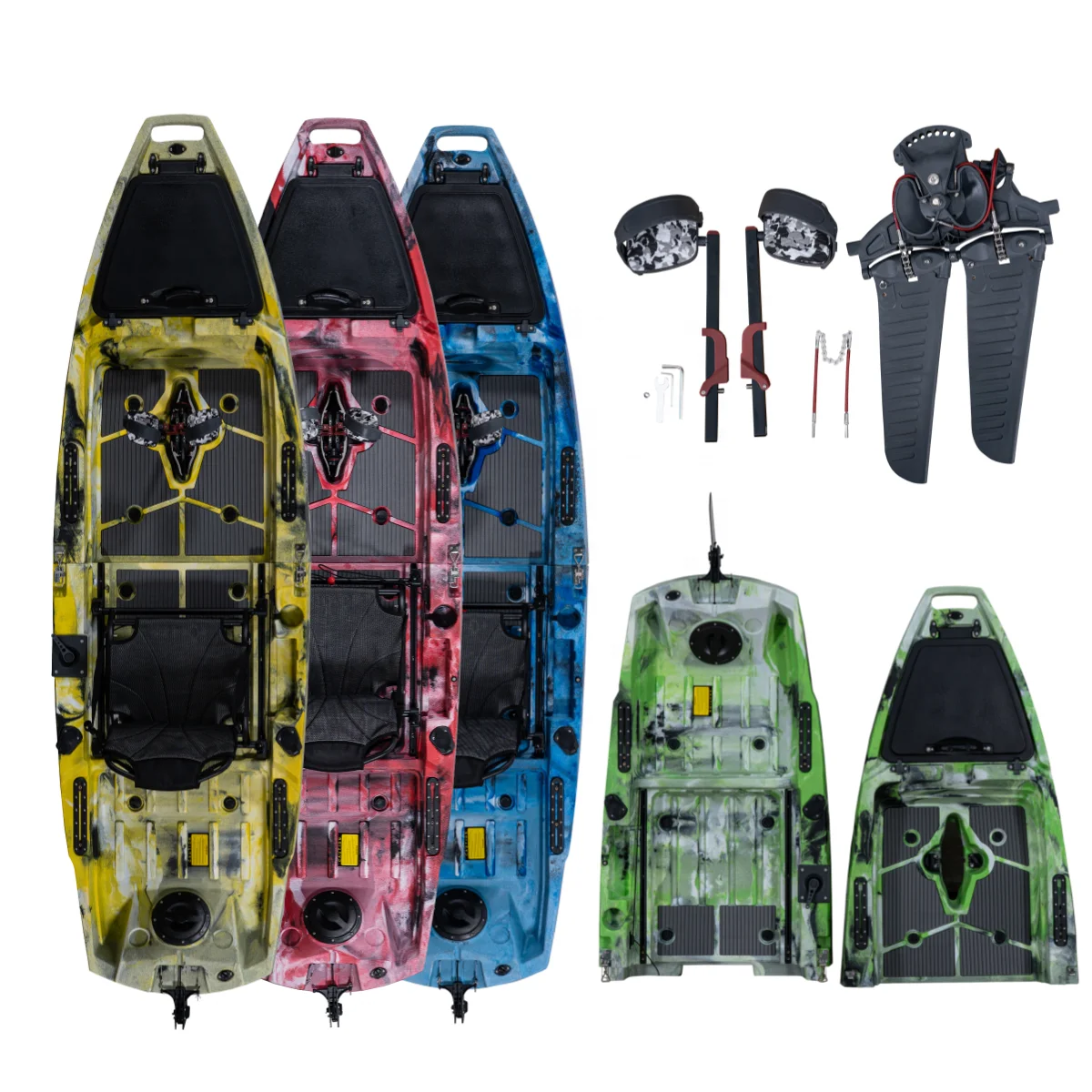 

10ft Popular Single Modular Canoe Kayak Fishing Detachable Fin Flap Pedal Kayak HDPE Boat