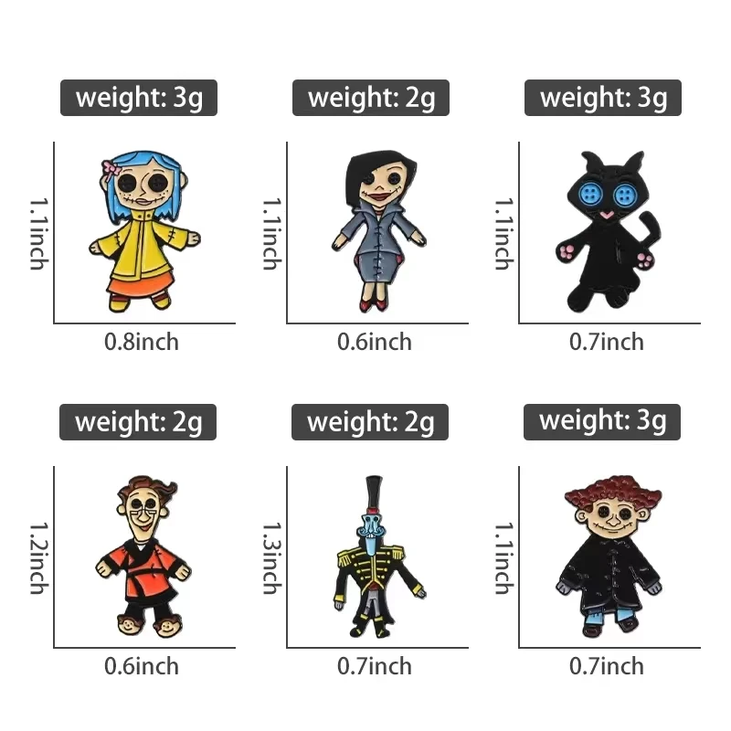 Horror Animated Films Coraline Doll Enamel Pins Punk Character Metal Brooch Backpack Badge Halloween Accessory Gifts for Friends