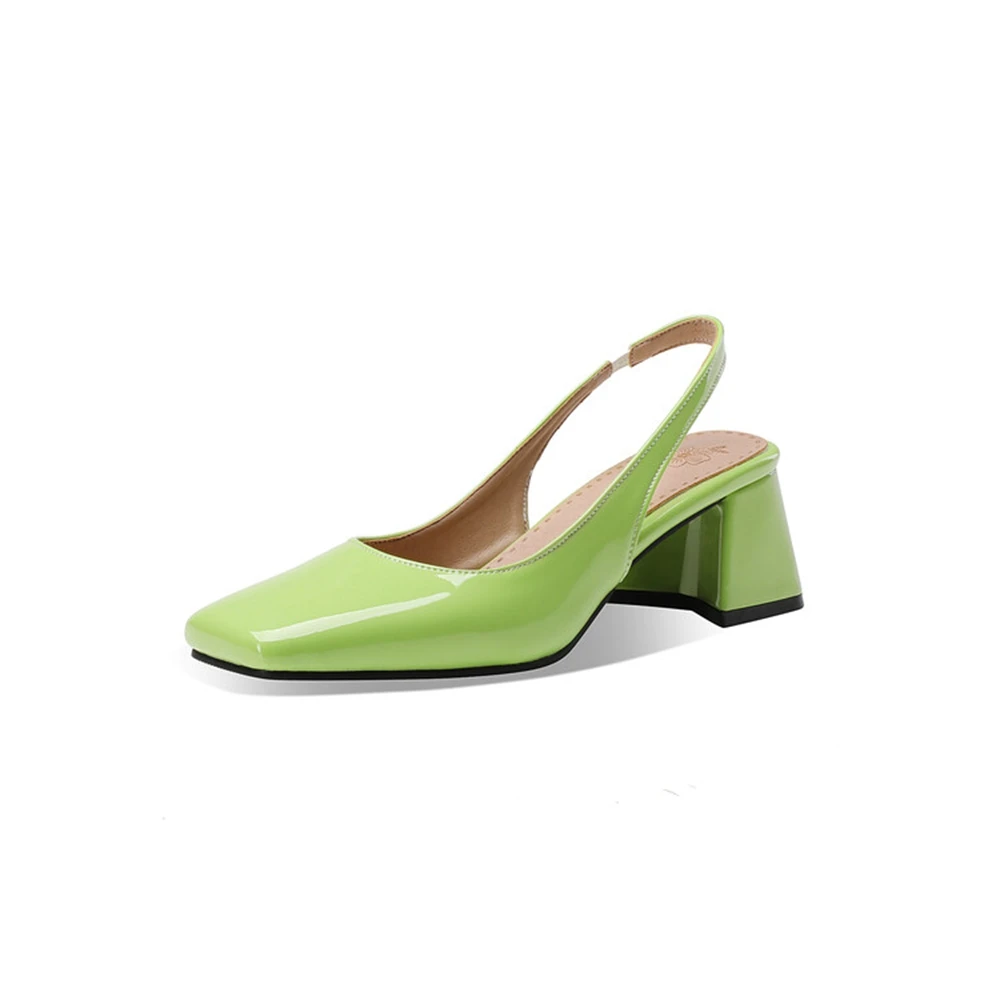 

High Heels Sandals Women Elegant Baotou One Step Patent Leather Dress Banquet Bridal Shoes Party Pumps Big Size 48 BK23-11