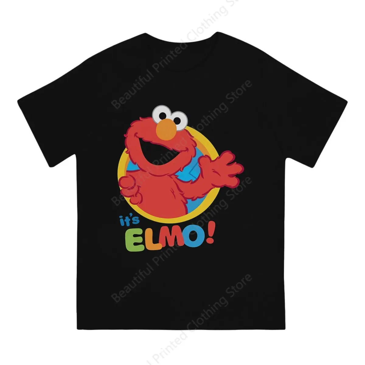 Sesame Streets Men\'s Women\'s T-Shirt It\'s Elmo Funny Printing T-ShirtsO-Neck Breathable Tee Cotton Fun Tees