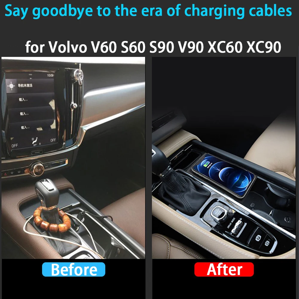18W Qi Wireless Charger for Volvo V60 S60 S90 V90 XC60 XC90