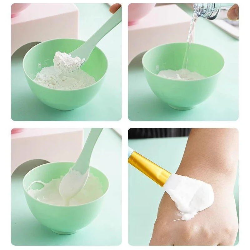 Face Mask Mixing Bowl Set, 5pcs DIY Facemask Mixing Tool Kit, Facial Mask Bowl Stick Spatula Silicone Soft Face Brushes Spoons