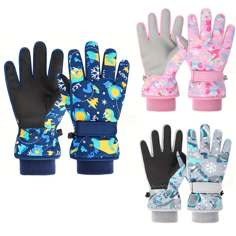 Kids Ski Gloves Winter Snowboard Snow Children Glove High Quality Boys Girl Waterproof Thicken Mittens Keep Finger Warm Glove