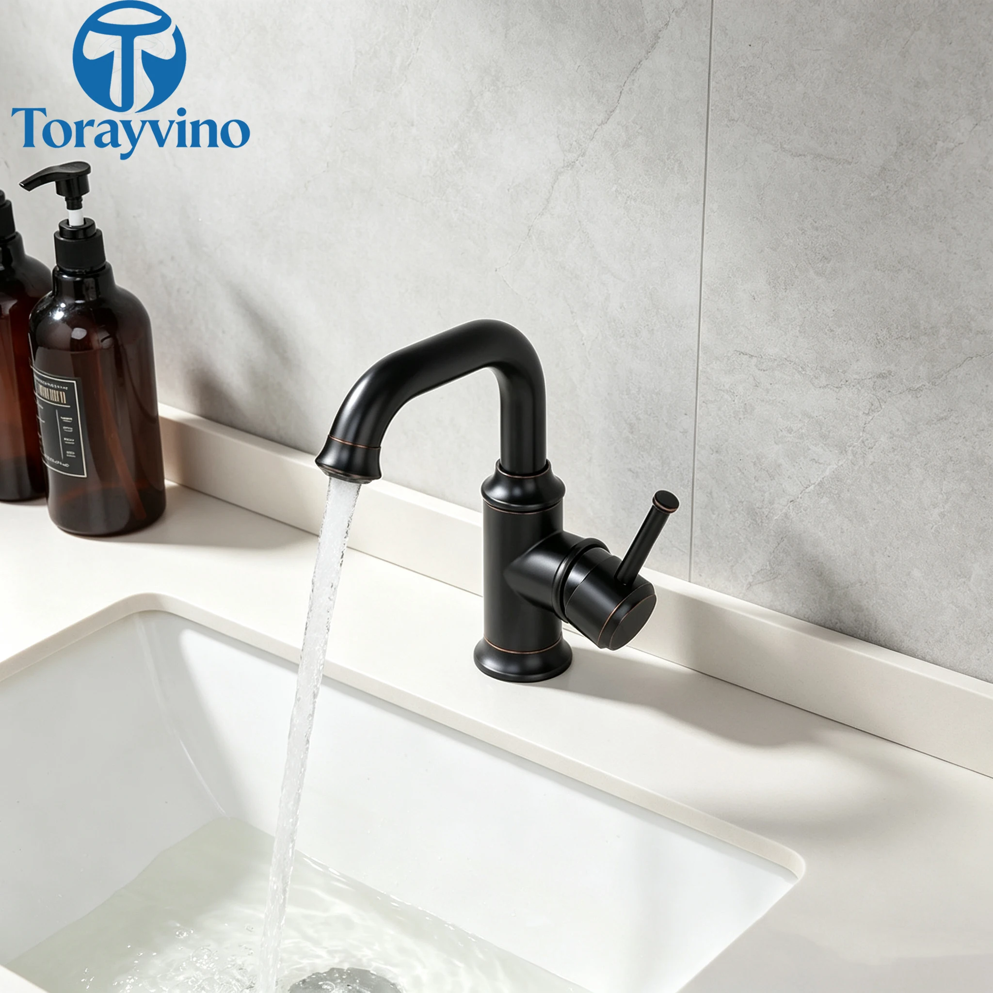 Torayvino Luxury Bathroom Basin Antique Brass Single Handle Faucets 360 Swivel Spout Sink Hot Water Faucet Mixer Tap For Kitchen