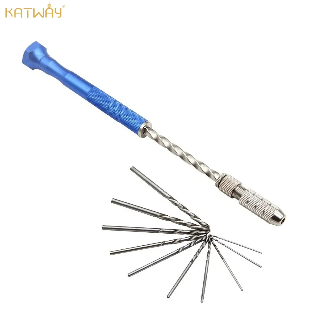 

KATWAY Blue Semi-automatic Extended 0.5-3mm Hand Twist Drill Twist Drill Set, Amber Plastic Circuit Board Drilling Tool HH-AA156