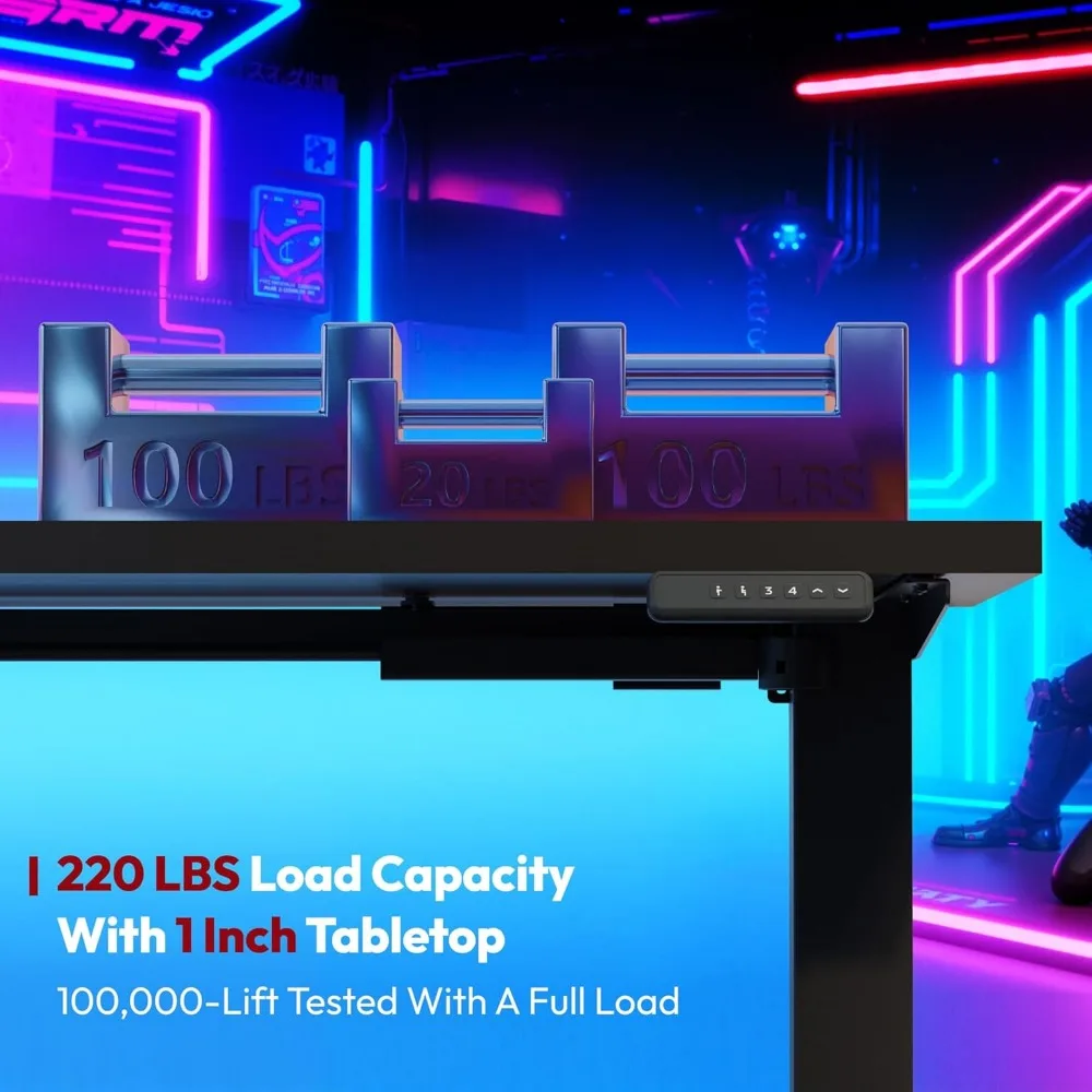 Electric Adjustable Height Corner Standing Desk, 63 x 55 L-Shaped Sit-Stand Computer Desk with Spacious Layout