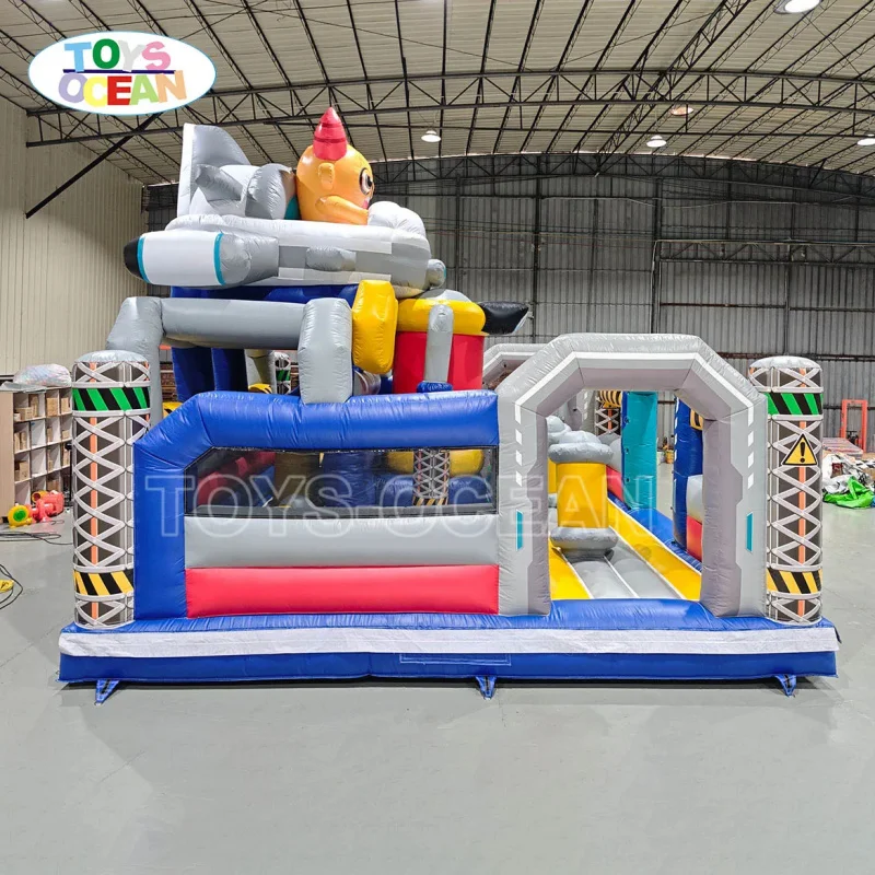 Commercial Robot-themed Giant PVC Material Inflatable Castle Bounce House Obstacles Slides Obstacle Courses for Rental