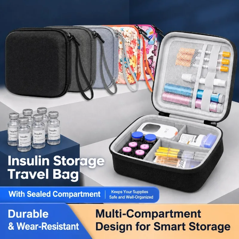 Spacious Insulin Storage Pouch Glucose Meter Organizer Multi-purpose Handheld Container Household Journey Medic Supply Carry