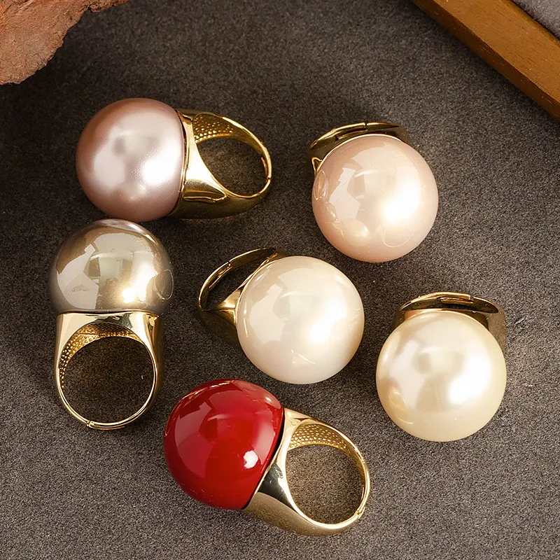 

Эффектное модное кольцо с жемчугом для женщин, регулируемое, уникальный индивидуальный дизайн, модное ювелирное украшение