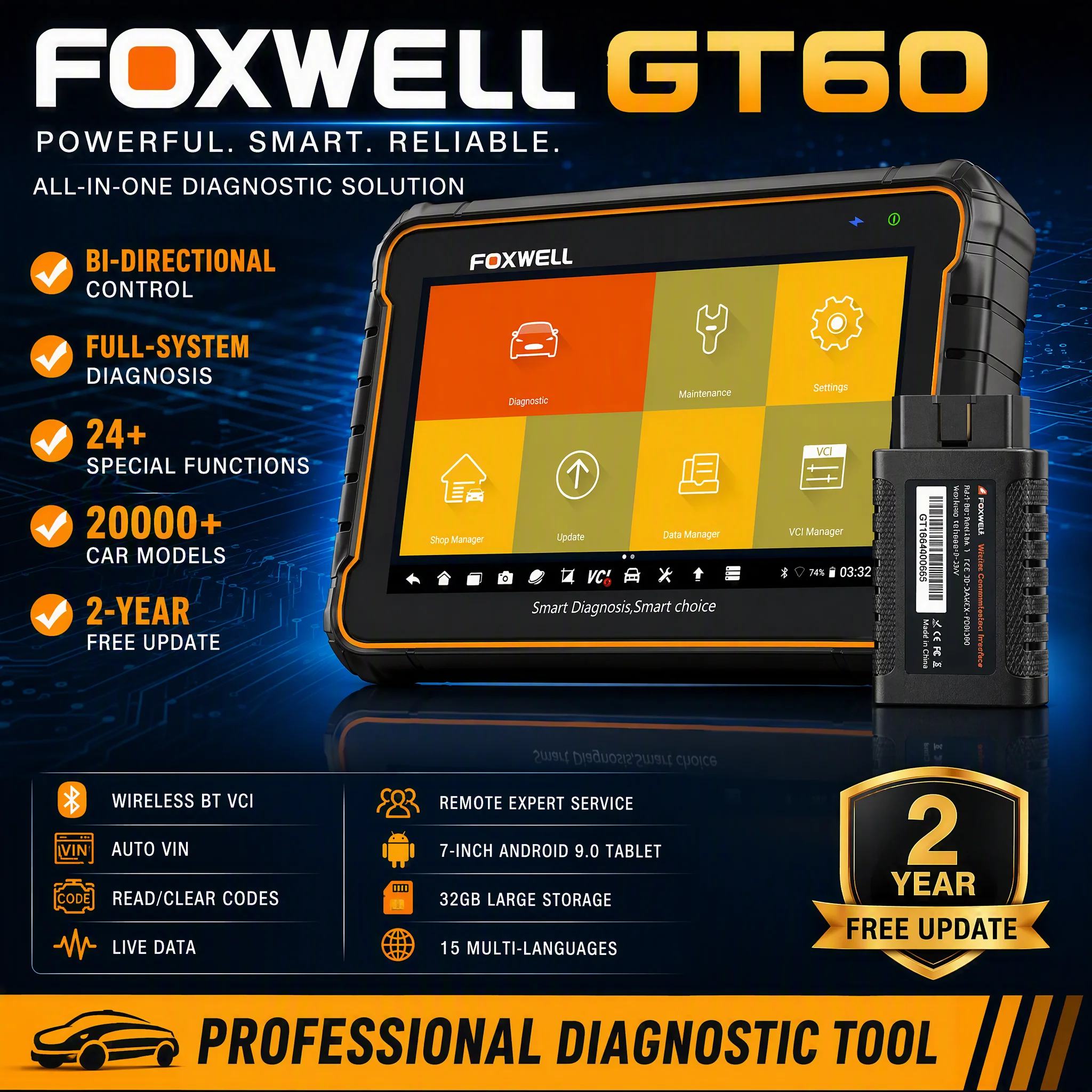 Image of Foxwell GT60 OBD2 Automotivo Scanner 24+ Reset ABS SAS TPMS Reset ODB 2 OBD2 Scanner Bluetooth Alle Systemdiagnosetool