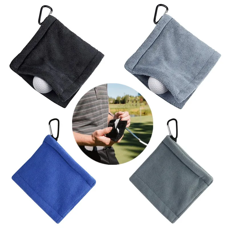 

Square Microfiber Golf Ball Cleaning Towel With Carabiner Hook Water Absorption Clean Golf Club For Head Wipe Cloth Cleaner