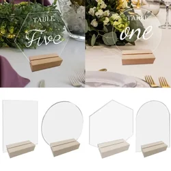 Targa per numero da tavolo per matrimonio con supporto in legno Targa da tavolo in acrilico trasparente con numeri romani Supporto per reception per la decorazione della festa nuziale