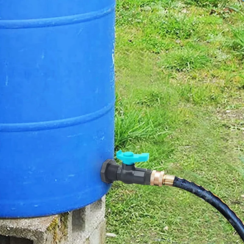 Rain Barrel Spigot Kit With An Hole Saw Include PVC Bulkhead Fitting Ball Valve Thread Seal Tape And Garden 3/4In Male