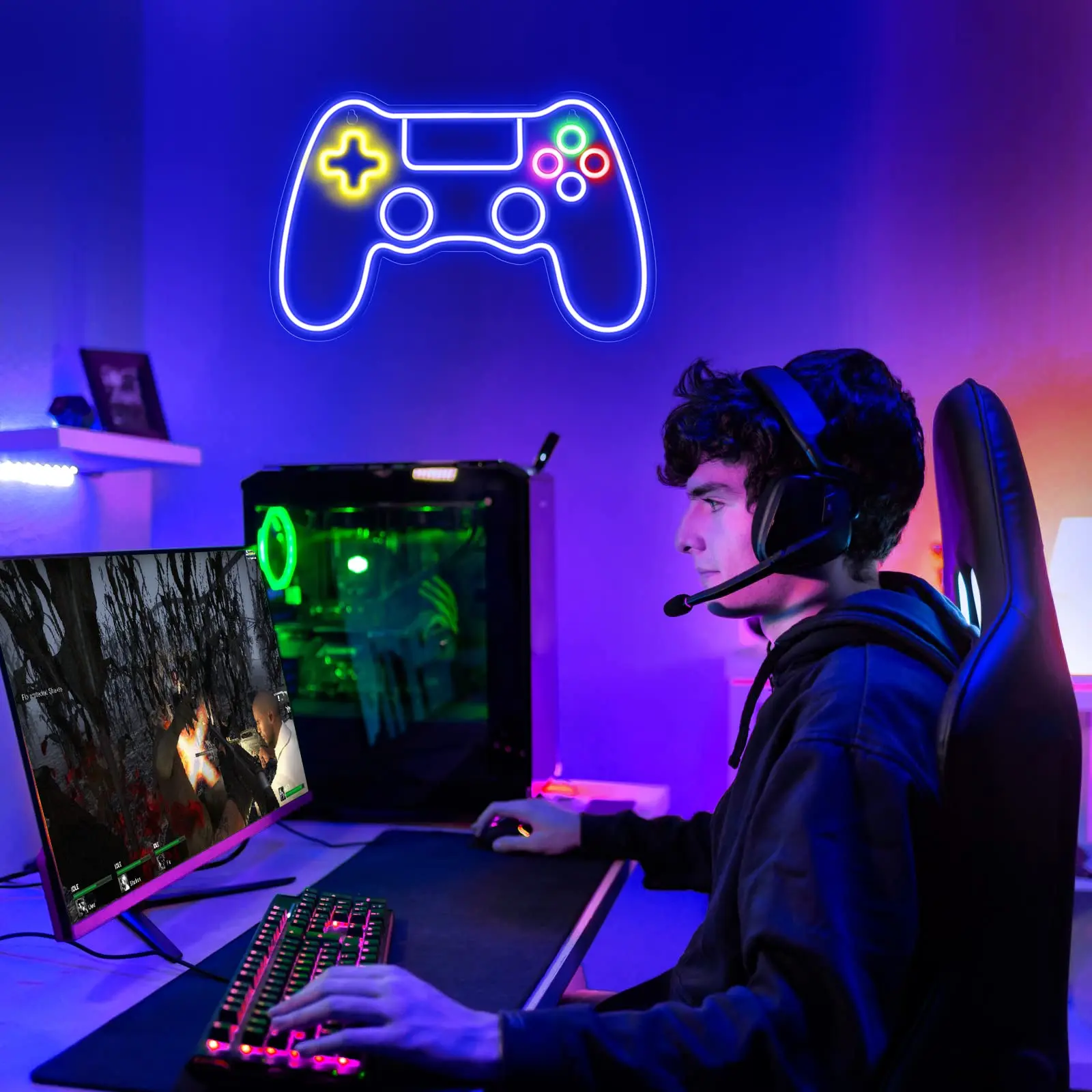 Controlador De Jogo Sinal De Neon Para A Decoração Do Quarto Gamer, Sinal De Néon Jogos LED para A Decoração Do Quarto Adolescente Menino