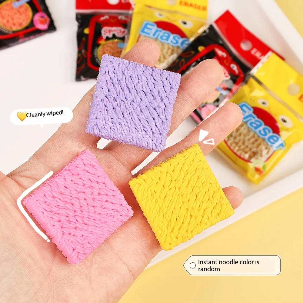 Cute Instant Noodle Shaped Eraser, Creative Simulation Pencil Eraser, Fun Stationery Gifts for Students, Novelty Design