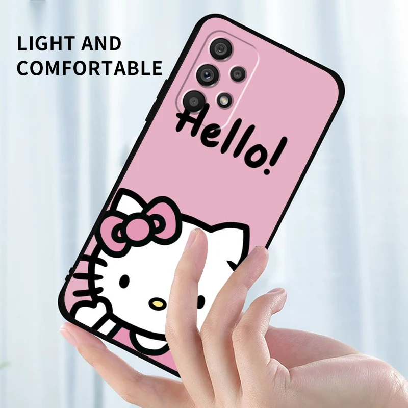 Hello Kitty Sanrio Cute For Samsung A53 A52 A33 A32 A51 A71 A21S A13 A73 A50 A22 A23 A03 A72 A54 A12 5G Black Phone Case