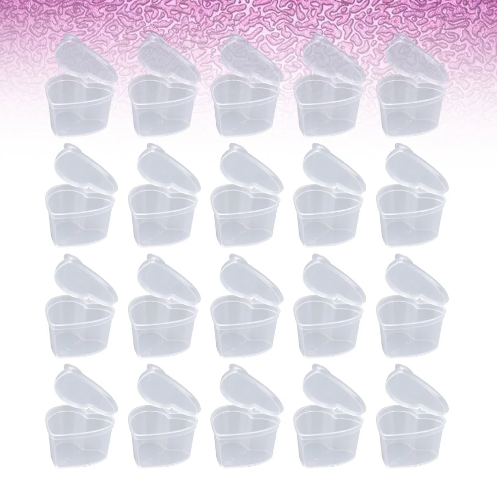 

50Pcs Heart Shape Clear Storage Boxes Transparent Organizer Small Jewelry Medicine Cases DIY Dustproof Storage