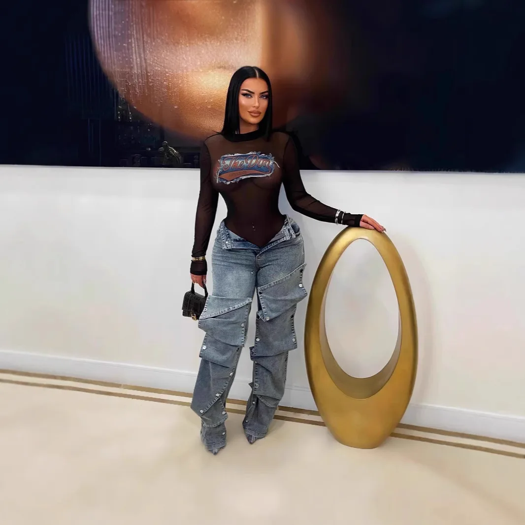 Sister Star Jeans Mode Casual Recht Elastisch Herfst Street Style Trendy afneembare knopen Veelzijdige elegante Commuter Jeans