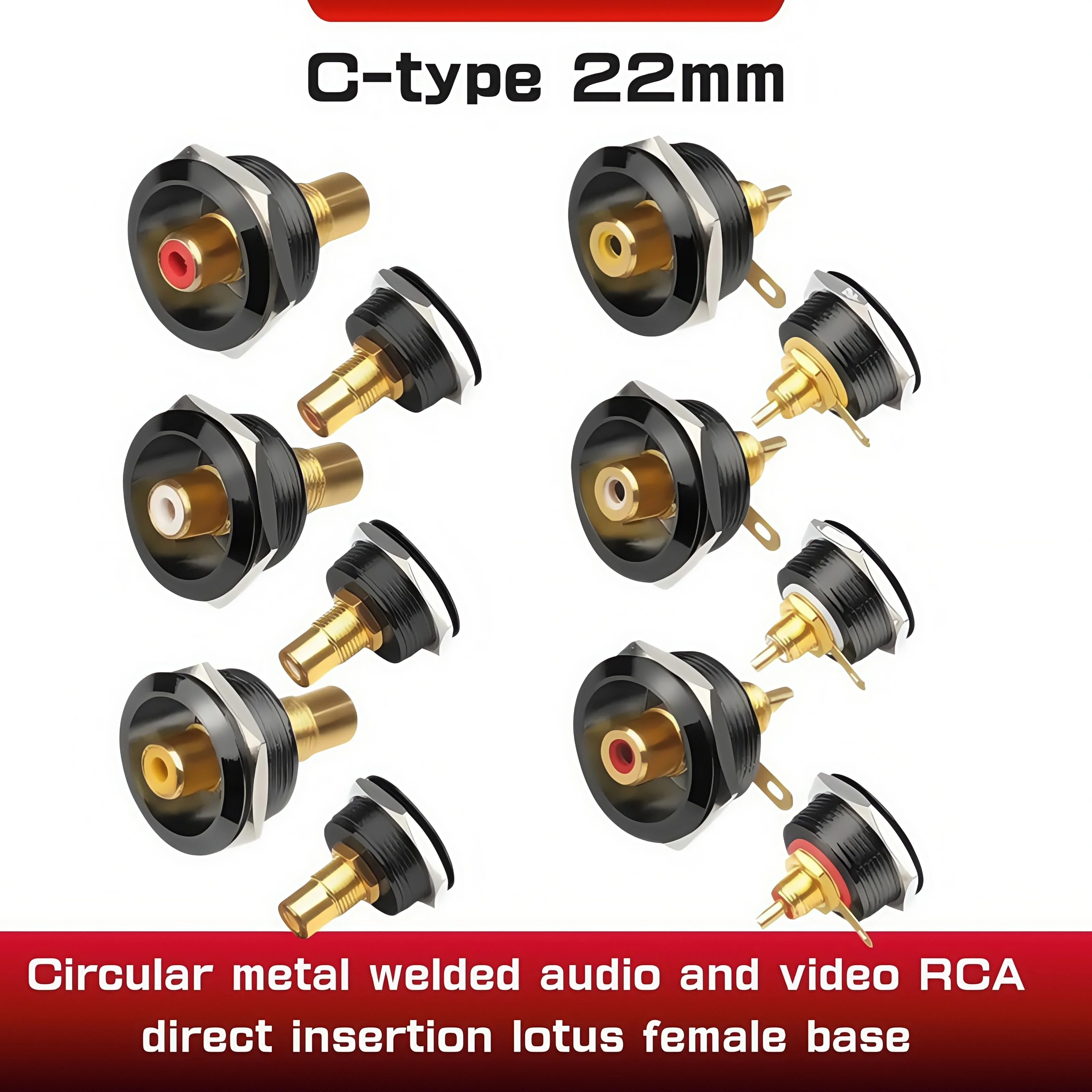 

Circular metal welded audio and video RCA direct insertion lotus female base