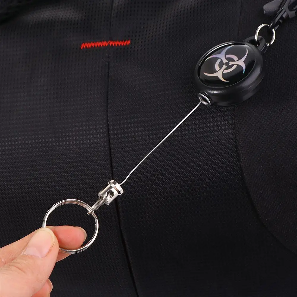 1pcs Elastic Key Chain TAD Steel Rope Burglar Tool Belt Money Retractable Key Recoil Ring Pull Chain Clip