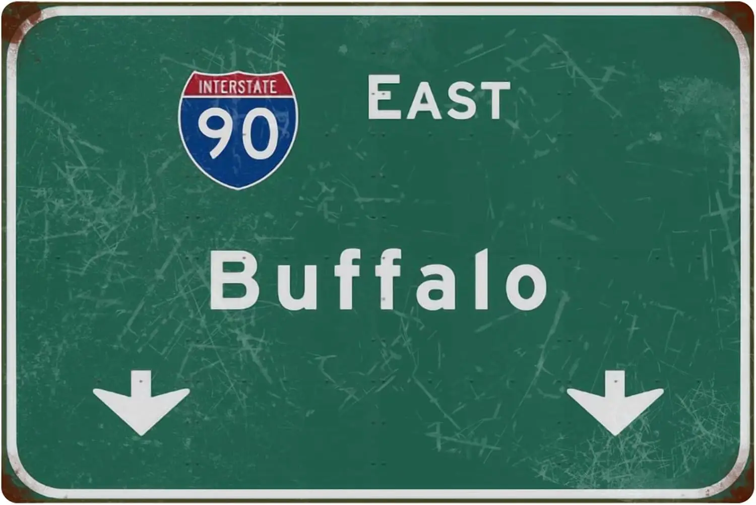 1p,Tin Sign Vintage East Buffalo Interstate 90 Highway Sign Metal Painting Bar Club Restaurant Cafe Wall Decoration 17x12 Inch