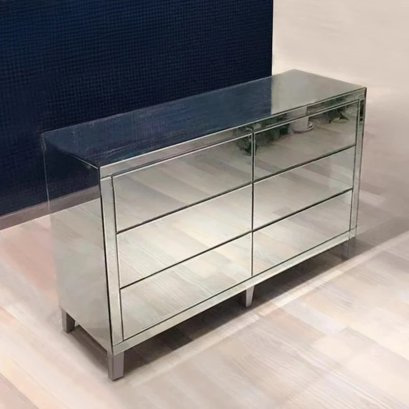 

European furniture, fashionable mirror edge, decorative cabinets, postmodern entrance