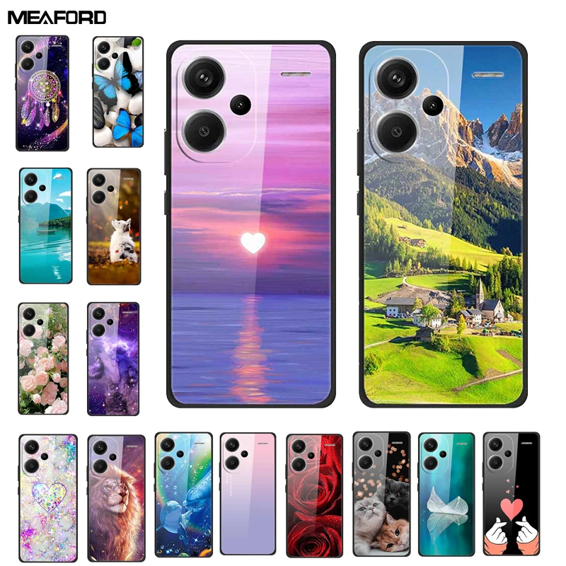 Für Redmi Hinweis 13 Pro Plus 5G Fall Luxus Gehärtetem Glas Harte Rückseitige Abdeckungen Für Xiaomi Redmi Hinweis 13 pro Note 13 5G Gemalt Shell