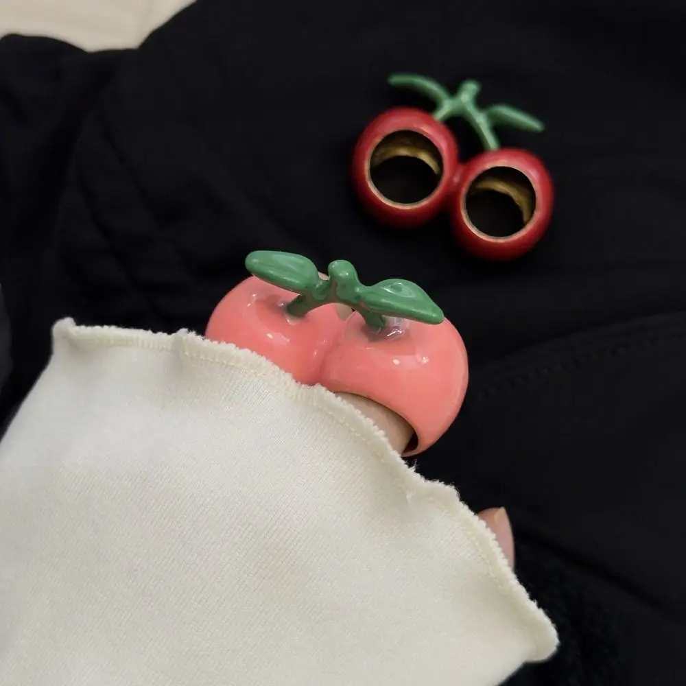 Vintage Erdbeere Tropf Öl Ring Zitrone Kirsche Malerei Ring koreanischen Stil Minderheit Design Obst Emaille Ring Dekoration