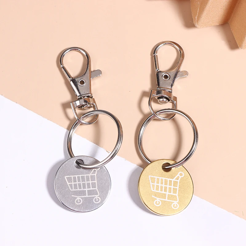 Großhandel Einkaufswagen-Chip-Schlüsselanhänger mit Karabinerhaken, Mini-Metall-Supermarkt-Wagenentferner-Münzanhänger für Unisex