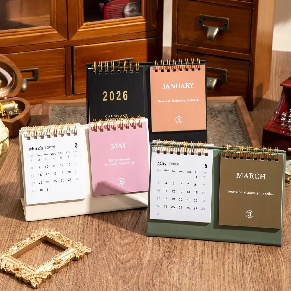 

Мультяшная катушка 2026, настольный календарь, портативное украшение для рабочего стола, планировщик расписания, двухрядный ежедневник, офисные школьные принадлежности