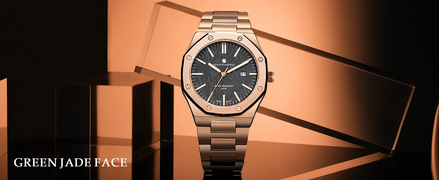SAPPHERO Herren Analog Uhr, Edelstahl hochpräzises Quarzwerk, Datumsanzeige, 50M Wasserdicht, Business Casual Armbanduhr, kratzfest langlebig, perfektes Geschenk für Geburtstag Fest Alltag und Geschäftsanlässe – Detail 16
