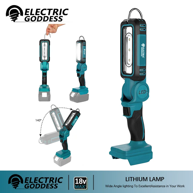 

Electric Goddess Portable Lighting Fixture Red Rechargeable Flashlight Multifunction Tool For Makita 18V Battery ﻿ ﻿
