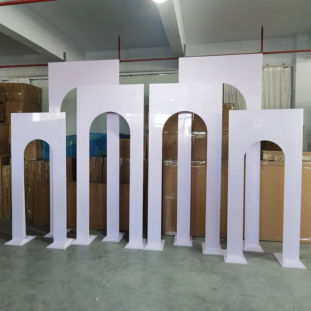 

Wedding Decoration Simple Design White Acrylic Door Arch Backdrop Stand For Event Stage Wedding Backdrops