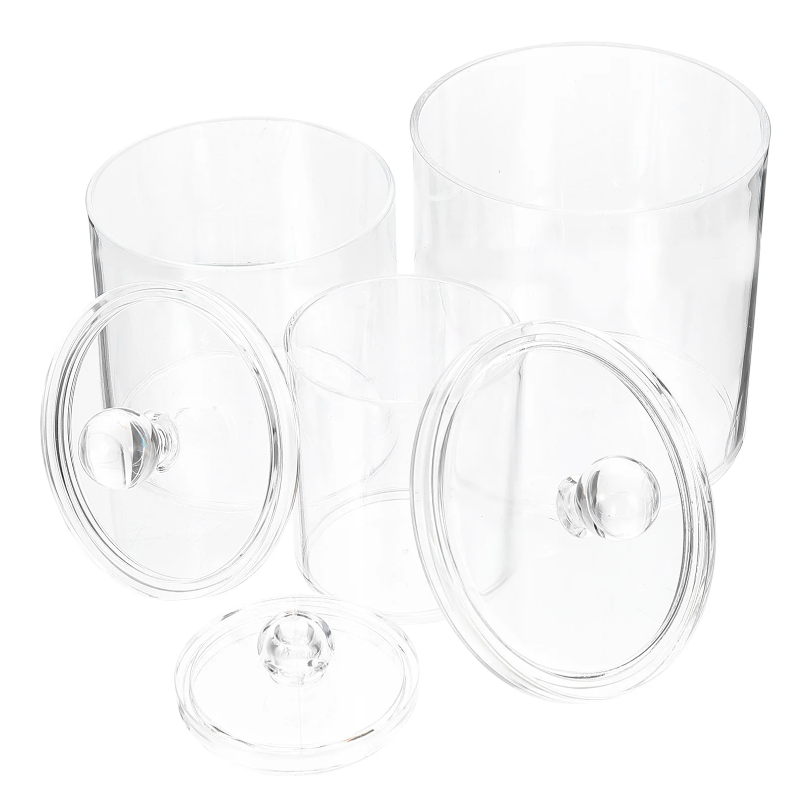 

3 Pcs Storage Box Set Clear Apothecary Jars Cotton Pad Holder Swab Container with Lid Cotton Swab Box Organizers