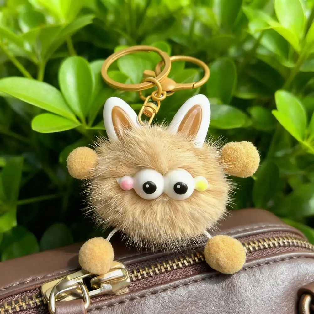 Plush Keychain Trendy Plush Fur Ball Keychain Mink Fur Lanyard Set Unique Briquette Pendant Fluffy Bag Charm Cute School Bag