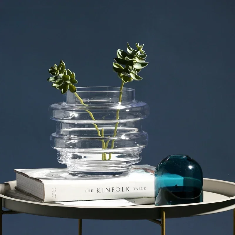 Florero de cristal transparente danés, adorno para porche, sala de estar, dormitorio, mesa de comedor, decoración artística nórdica INS para el hogar