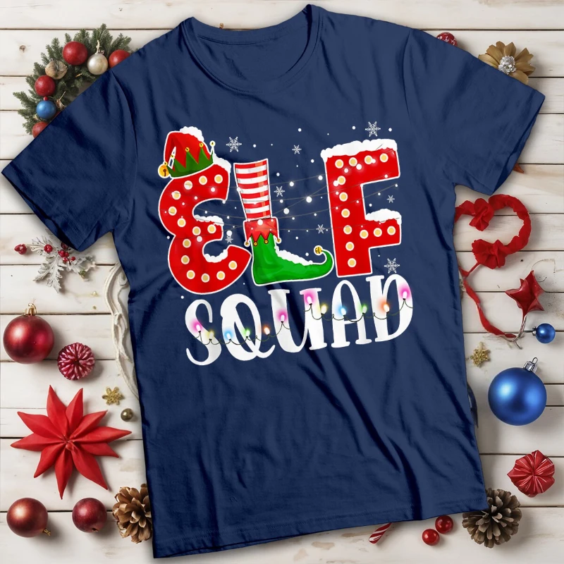 Elf Squad T-Shirt de noël drôle laid hommes et femmes T-Shirt pur coton col rond à manches courtes à la mode unisexe tout-Match streetwear