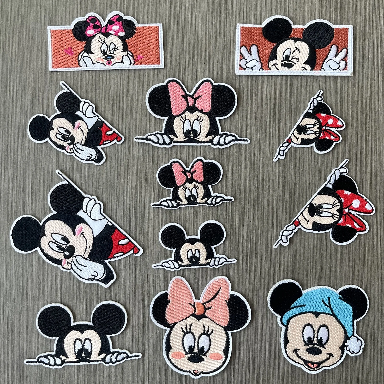 

12pcs Disney Minnie Mickey Mouse Patches Iron on Adhesive Embroidered Patches For Decor Clothes Stickers Jeans Coat Applique