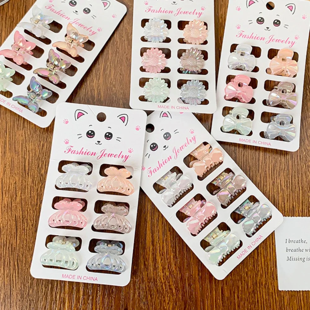 6 ピース/セットミニヘア爪クリップゼリーフラワー小さなクリップバレッタアクリルヘア顎クリップクランプ女性ガール韓国スタイリングツール